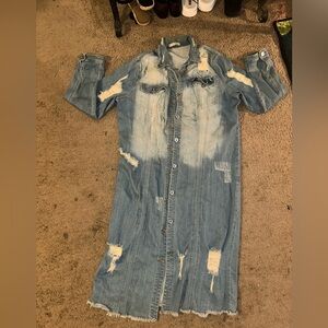 Aphrodite Distressed Denim Longline Shirt Dress size 2XL(16P)